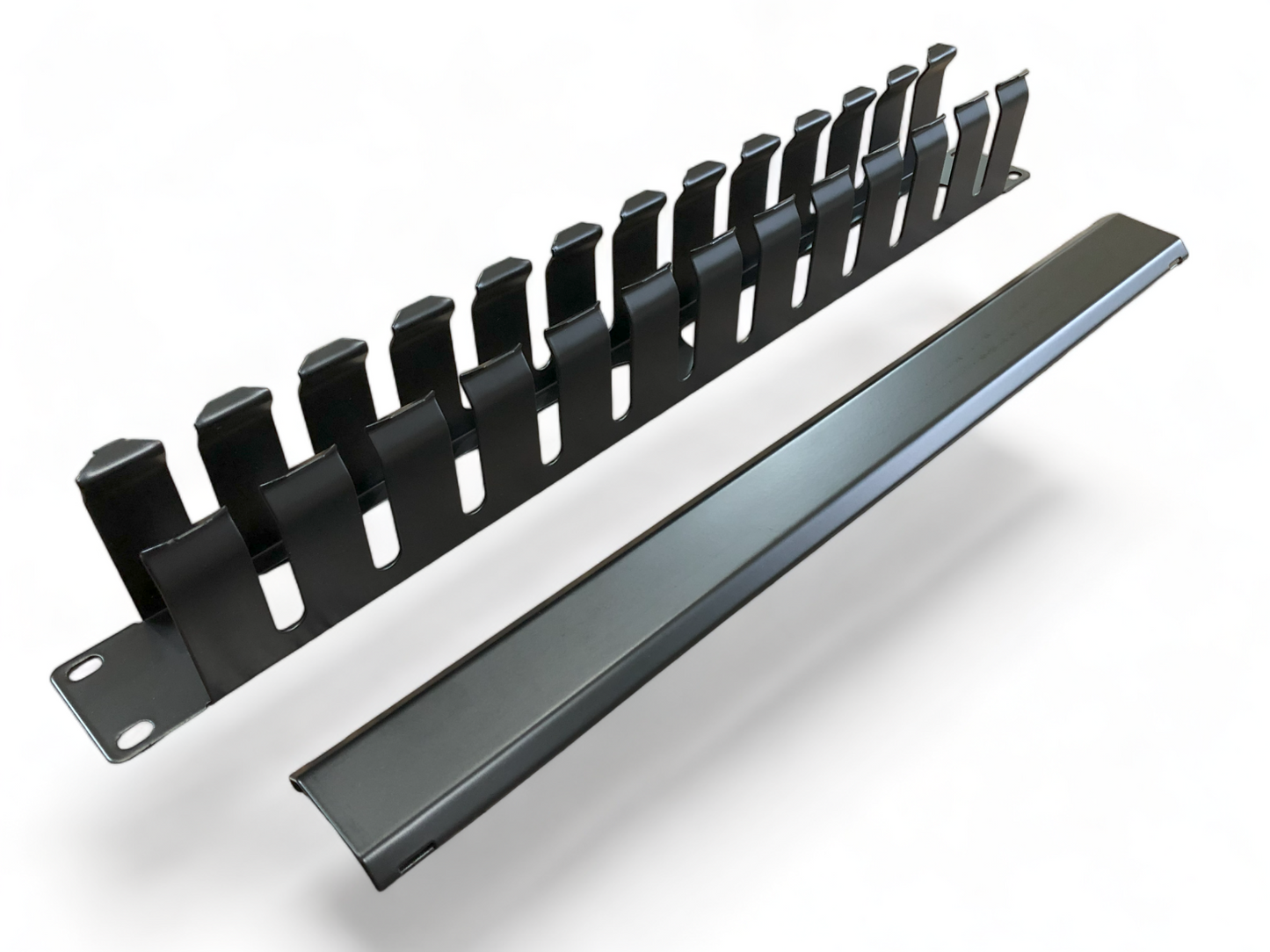 1U Black Horizontal Cable Management 12 Slot (Metal)