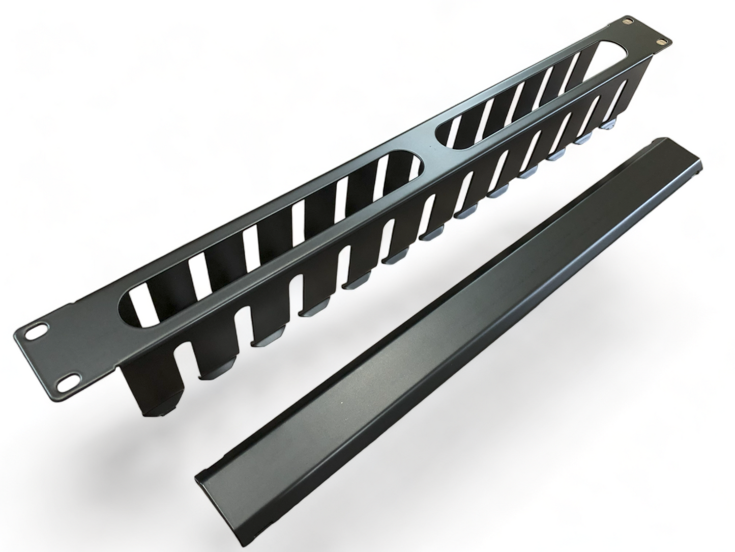 1U Black Horizontal Cable Management 12 Slot (Metal)