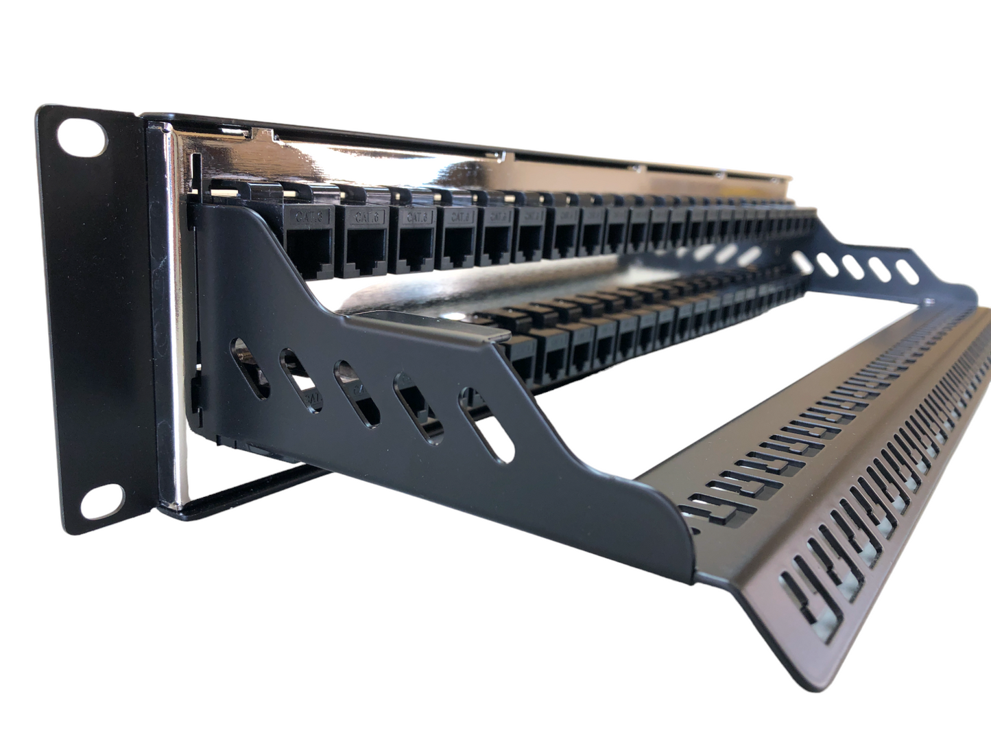 48 Port Patch Panel 2U UTP with Inline Keystone CAT6 Coupler (Populated)