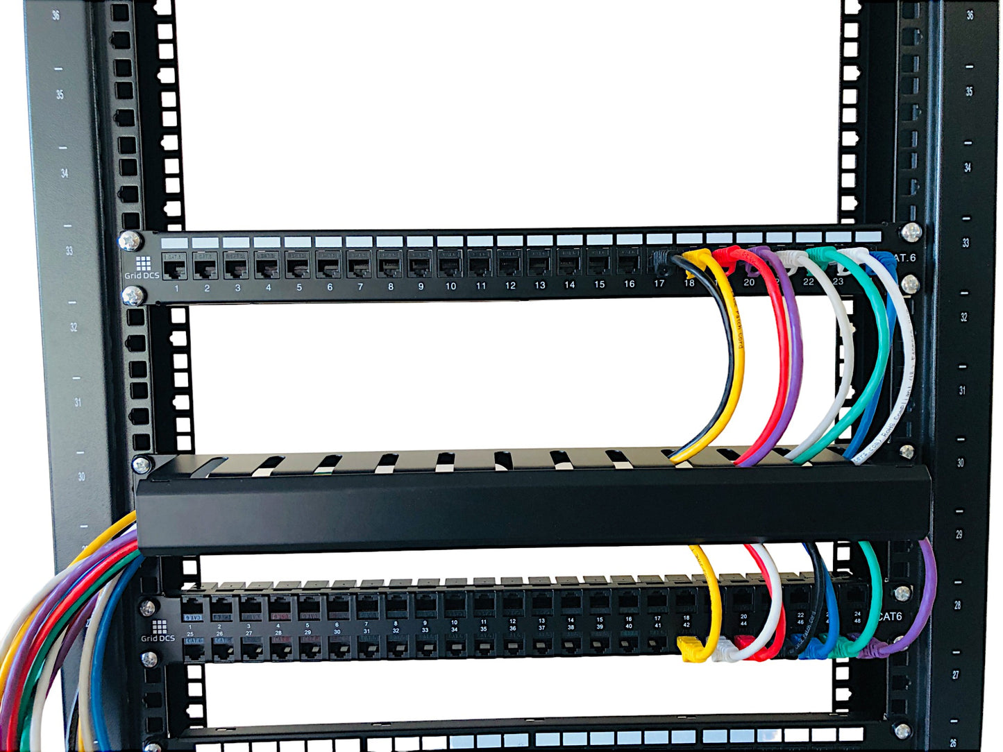 48 Port High Density 1U Patch Panel UTP with Inline Keystone CAT6 Coupler (Populated)