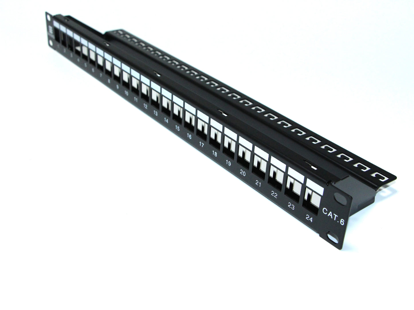 24-Port Patch Panel 1U (Blank) - Accepts Keystone modules (RJ45 CAT6)