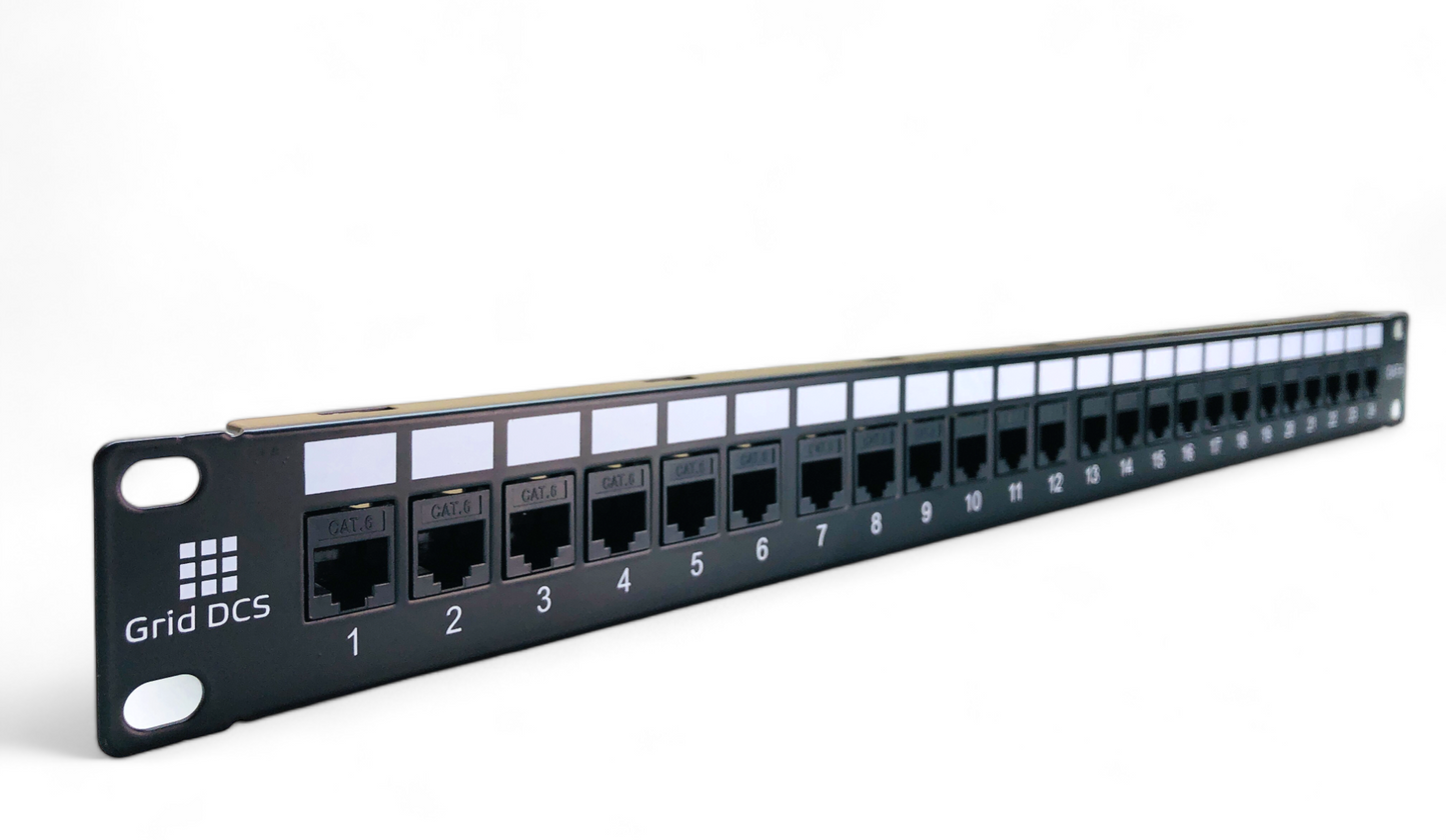 24 Port Patch Panel 1U UTP with Inline Keystone CAT6 Coupler (Populated)