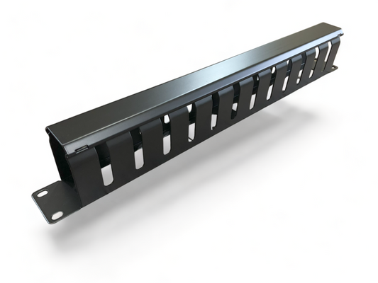 1U Black Horizontal Cable Management 12 Slot (Metal)