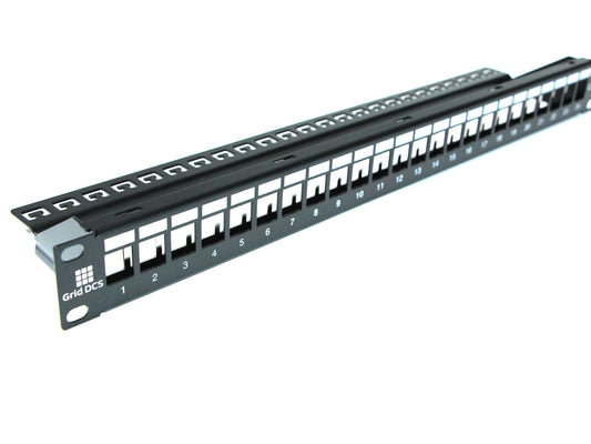 24-Port Patch Panel 1U (Blank) - Accepts Keystone modules (RJ45 CAT6)