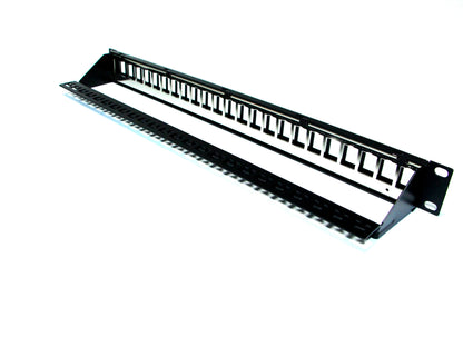 24-Port Patch Panel 1U (Blank) - Accepts Keystone modules (RJ45 CAT6)